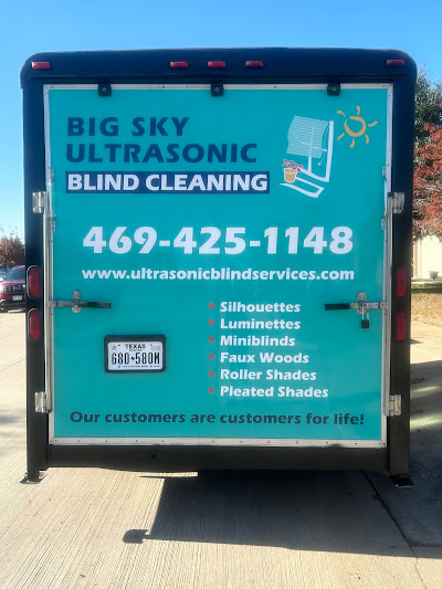 Big Sky Ultrasonic Blind Cleaning Truck Signage at the back.
